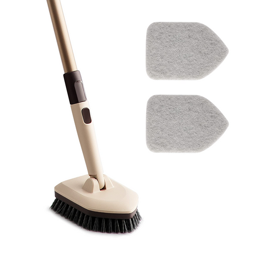 Eyliden Tub Scrubber Brush with Long Handle, 2 in 1 Tub and Tile Cleaning Brush - 2 Scouring Pads, 1 Brush Head - No Scratch Cleaner Scrub Brushes for Bath Kitchen Toilet Wall Sink