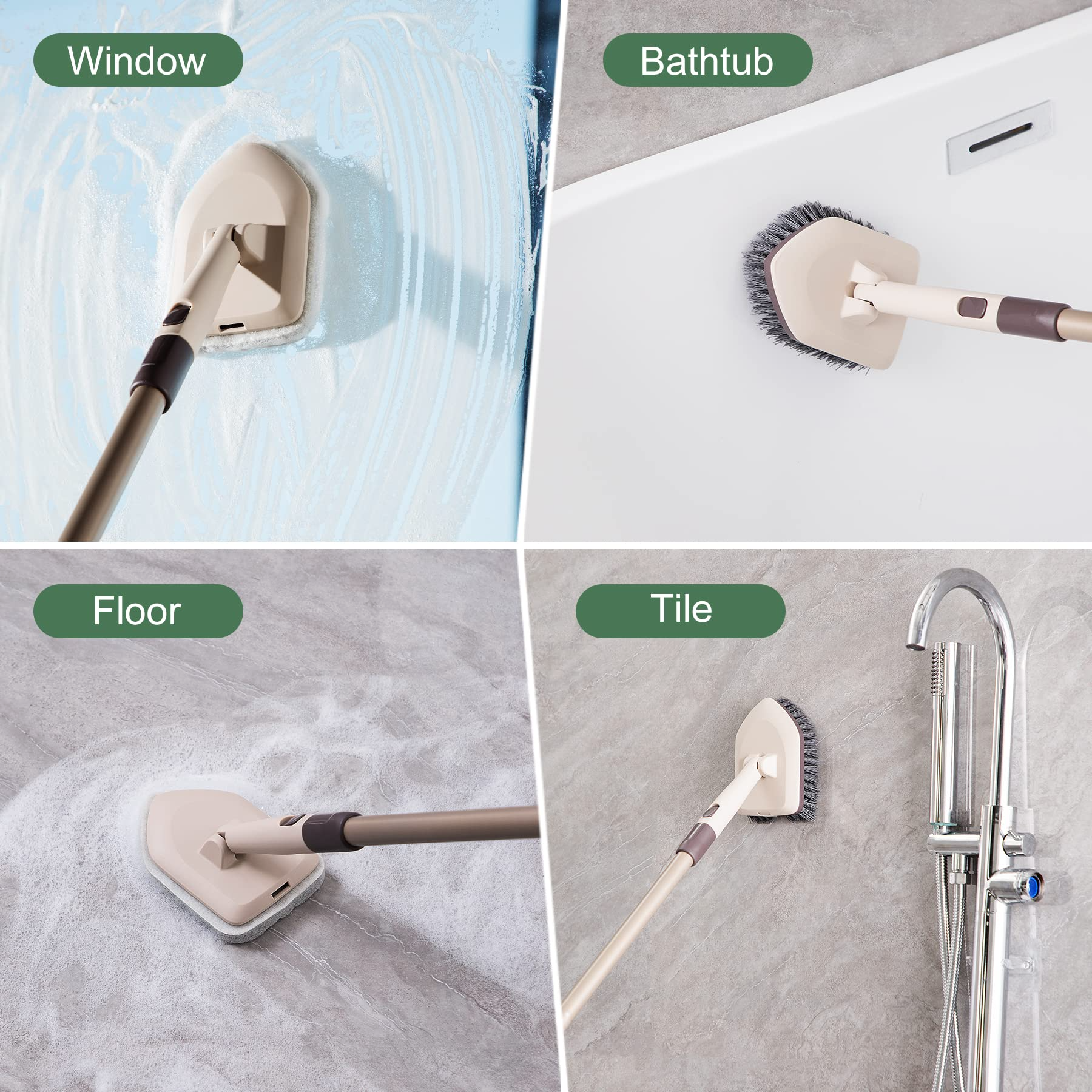 DODOING 2 in 1 Adjustable Floor Scrub Brush Long Handle Scrubber Cleaning  Tile Bathroom Bathtub Long Handle Scrub Brush