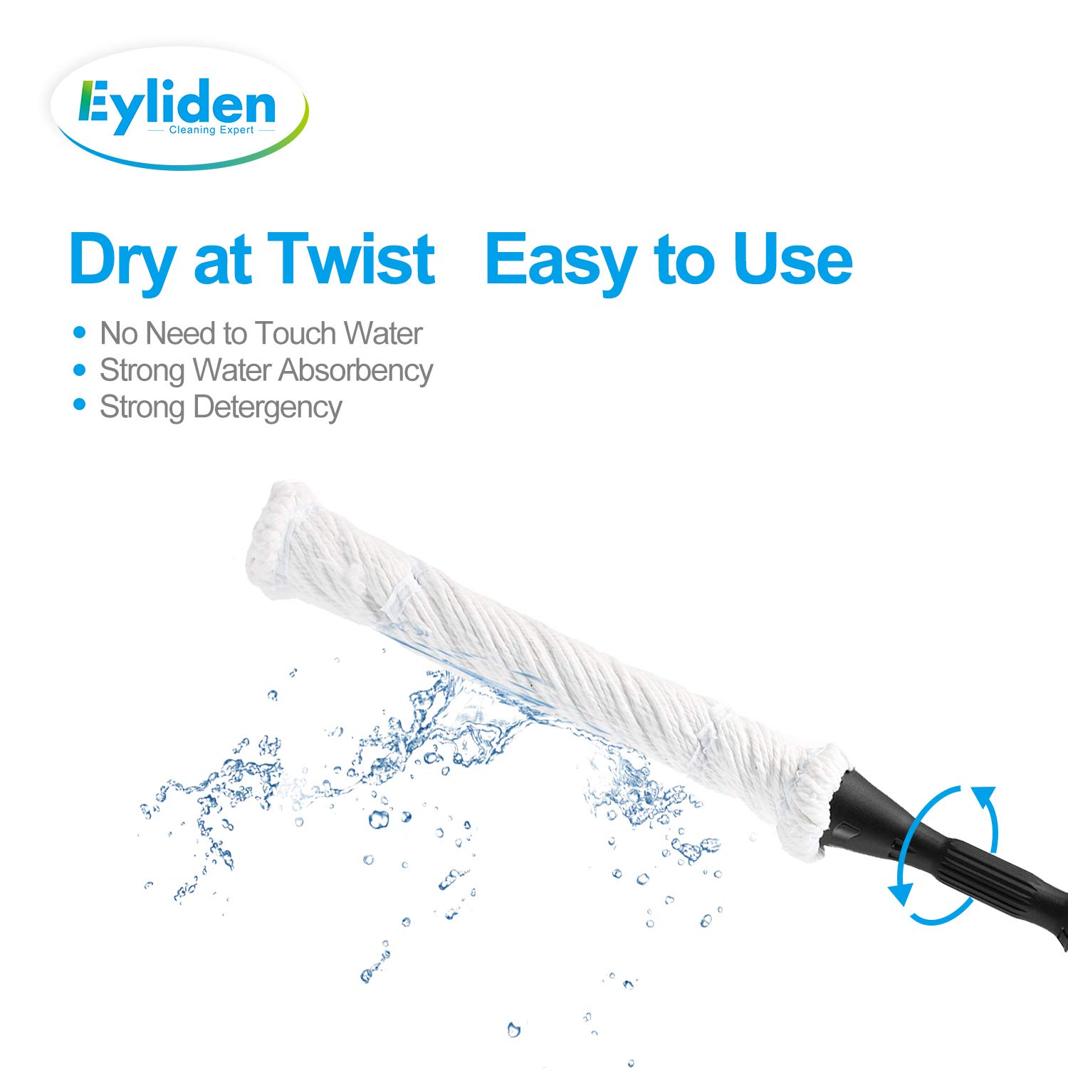 Eyliden Microfiber Spray Mop , 2 Washable Mop Pad for Home Kitchen Floor  Cleaning Wet and Dry Easy Wring 600ml (Blue)