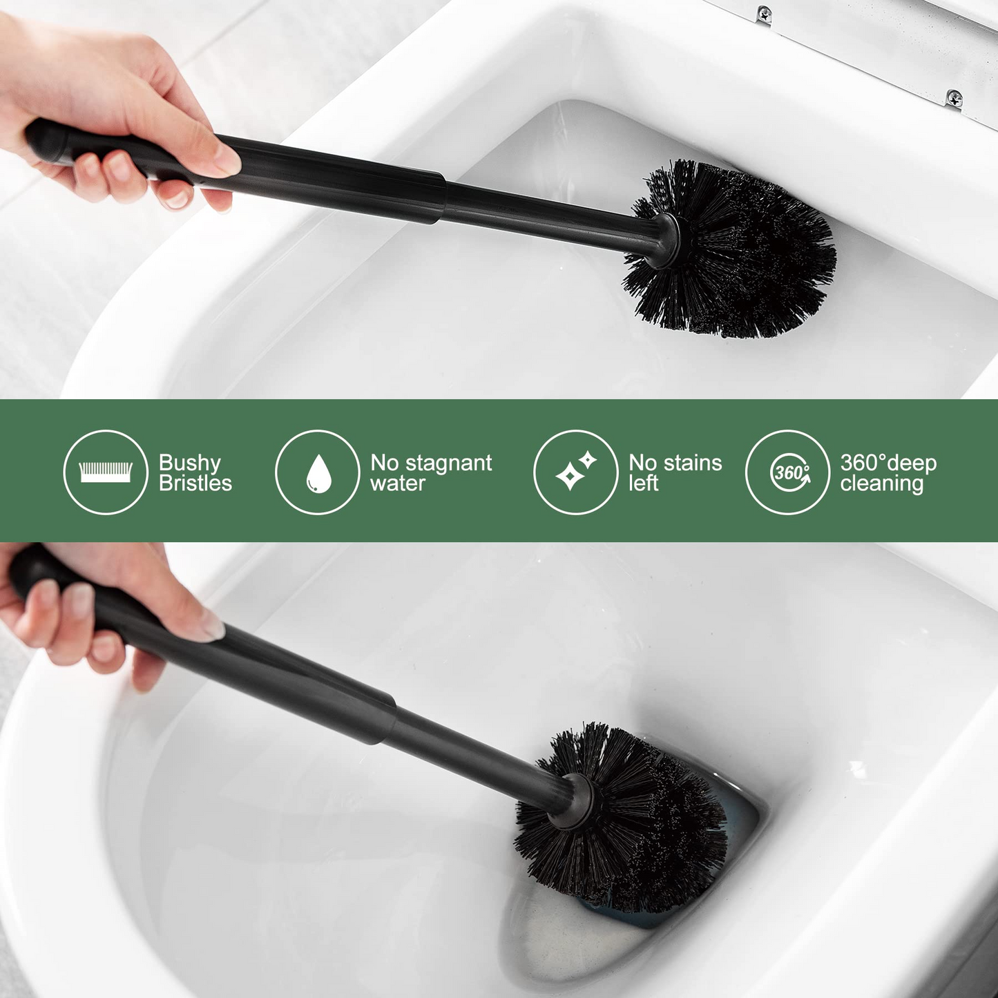 Home Toilet Bowl Brush Cleaner and Plunger Combo Set with Caddy