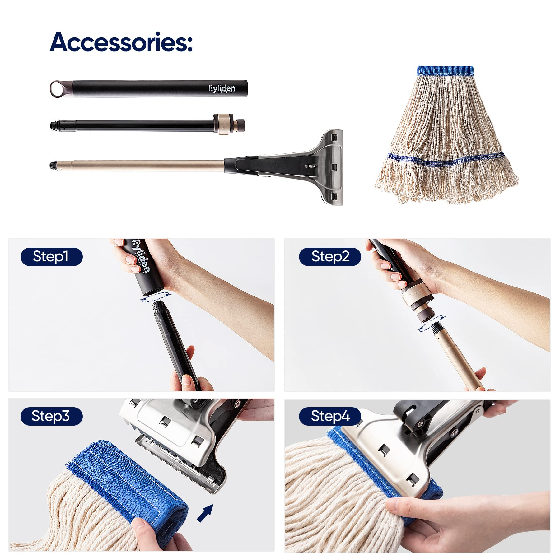 Eyliden 36 Residential Commercial Dust Mop, 4 Pads Professional Class  Industrial Mops Broom, No Rust - Full Aluminum Mopping with Telescopic  Handle