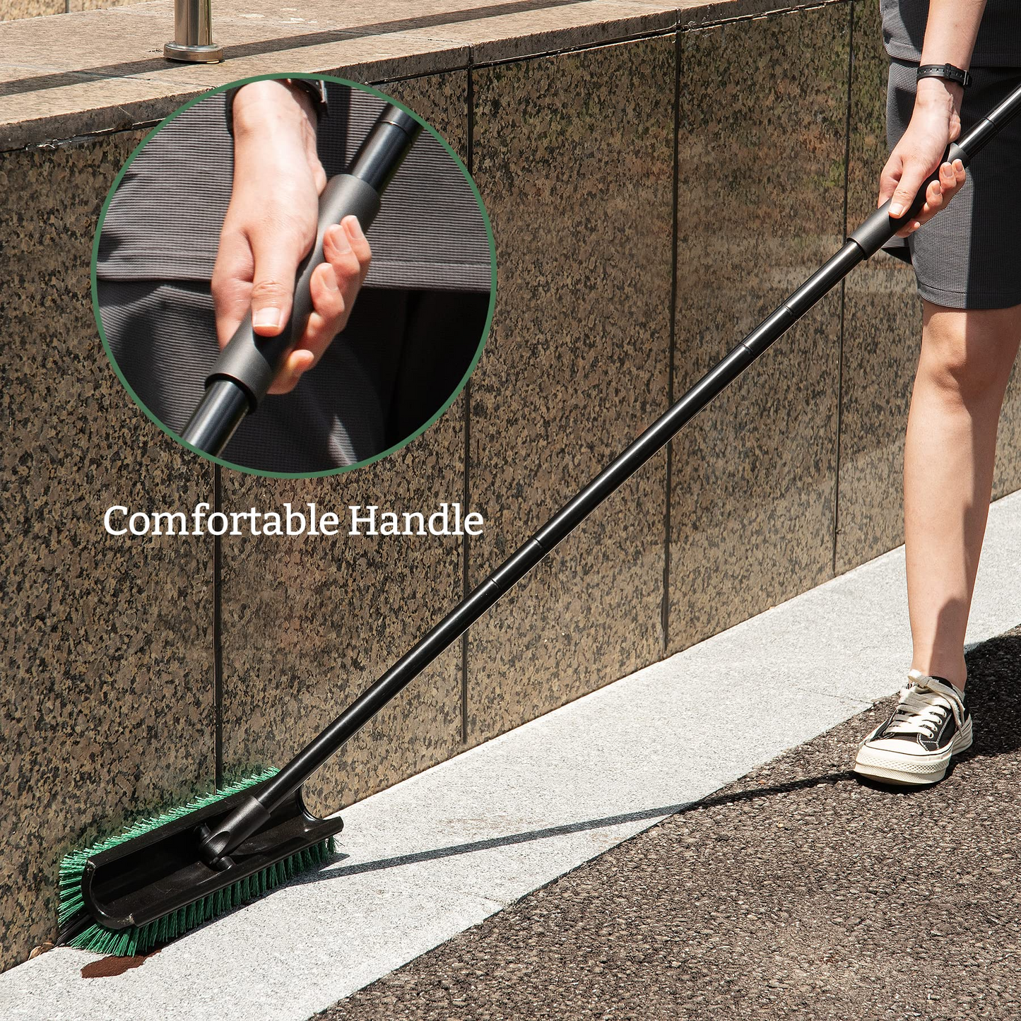 Corner gap cleaning long handle hard bristle triangular floor