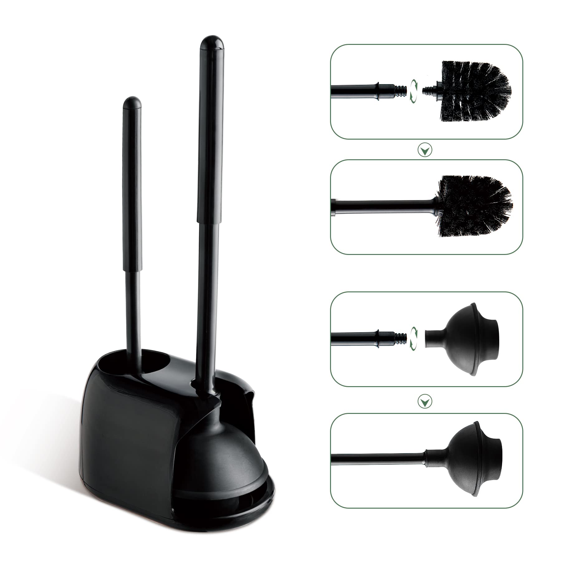 2Pack 2 in 1 Toilet Brush and Plunger Set, Extended Handle Plu 2Pack 2 in 1 Toilet Brush and Plunger Set, Extended Handle Plu